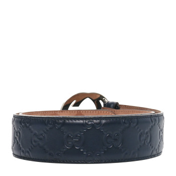 GUCCI Guccissima Signature Interlocking G 40mm Belt 80 32 Blue