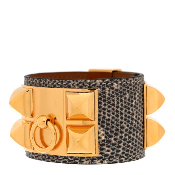 HERMES Lizard Collier De Chien CDC Bracelet S Ombre