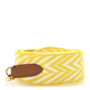 HERMES Toile Swift 50mm Sangle ZigZag Shoulder Strap Jaune Citron White Gold