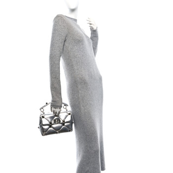 VALENTINO GARAVANI Nappa Medium Roman Stud Shoulder Bag Silver