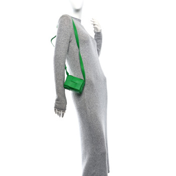 BOTTEGA VENETA Lambskin Maxi Intrecciato Extra Mini Cassette Crossbody Bag Parakeet
