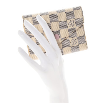 LOUIS VUITTON Damier Azur Victorine Wallet Rose Ballerine