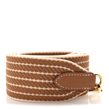 HERMES Toile Swift 50mm Sangle Cordage Shoulder Strap Gold