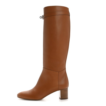 HERMES Heritage Calfskin Story Boots 38 Naturel