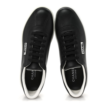 CHANEL Calfskin CC Womens Sneakers 40 Black