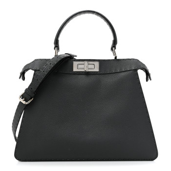 FENDI Cuoio Romano Selleria Chamois Medium Peekaboo I SEE U Satchel Asfalto Camelia