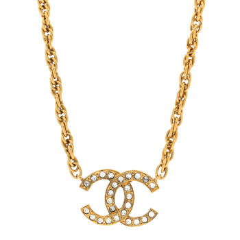 CHANEL Crystal Chain Link CC Choker Necklace Gold