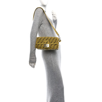 FENDI x FRGMT Woven Fabric Jacquard FF Embroidered Baguette Mimosa