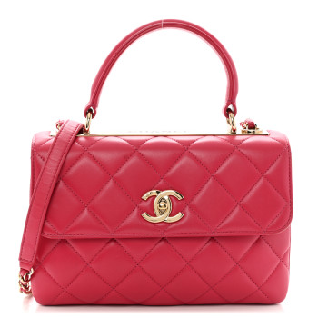 CHANEL Lambskin Quilted Small Trendy CC Flap Dual Handle Bag Dark Pink
