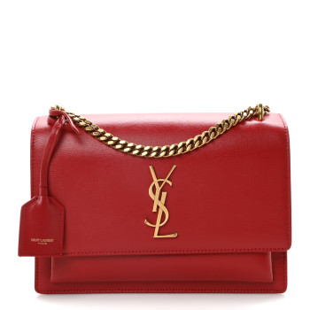 SAINT LAURENT Calfskin Medium Monogram Sunset Rouge Eros