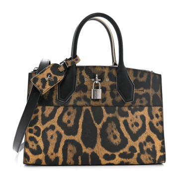 LOUIS VUITTON Canvas Calfskin Wild Animal Print City Steamer EW Marron