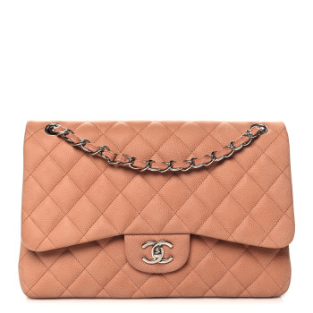 CHANEL Iridescent Caviar Quilted Jumbo Double Flap Dark Beige