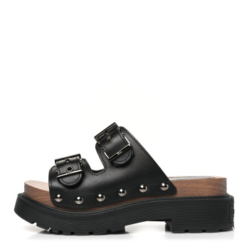 CHRISTIAN DIOR Calfskin Diorquake Buckled Lug Sole 15mm Sandals 35 Black