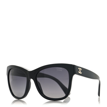 CHANEL Acetate Polarized Square CC Sunglasses 5380 Black