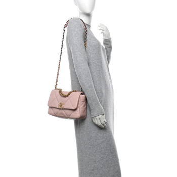 CHANEL Lambskin Quilted Medium Chanel 19 Flap Light Pink