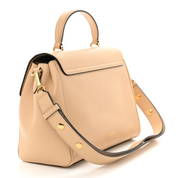 VERSACE Grainy Calfskin Virtus Top Handle Bag Beige