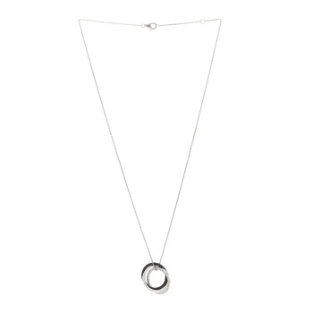 CARTIER 18K White Gold Black Ceramic Diamond Trinity Pendant Necklace