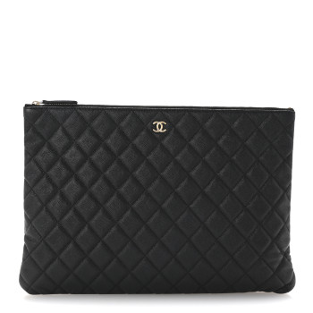 CHANEL Caviar Quilted Large Cosmetic Case Black