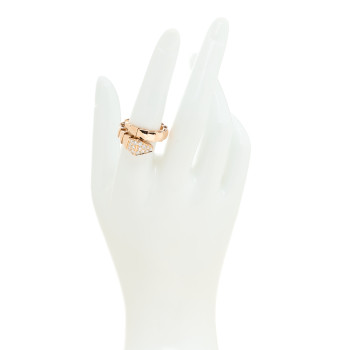 BULGARI 18K Rose Gold Diamond Serpenti Viper Ring XL