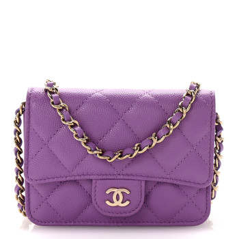 CHANEL Caviar Quilted Mini Chain Bag Purple
