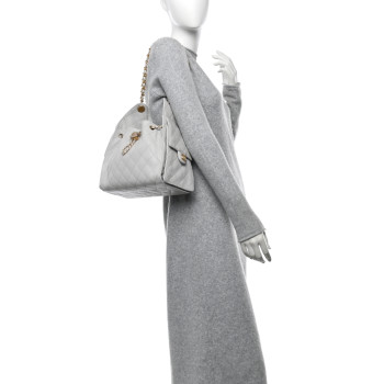 CHANEL Caviar Quilted Small Chanel 25 Handbag Light Grey