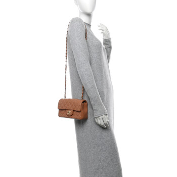 CHANEL Lambskin Quilted Mini Rectangular Flap Brown