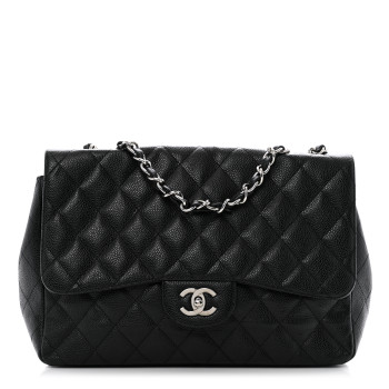 CHANEL Caviar Quilted Jumbo Single Flap Black