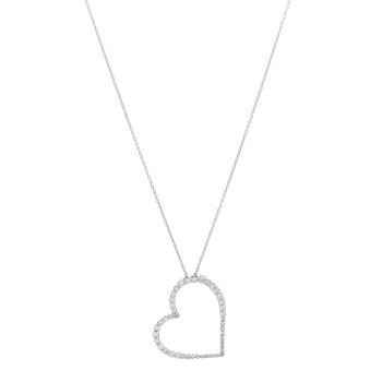 ROBERTO COIN 18K White Gold Diamond .22ct Tiny Treasures Heart Pendant Necklace