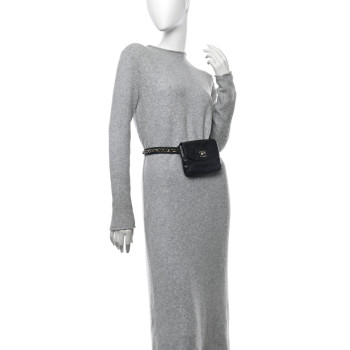 CHANEL Calfskin Quilted Flap Waist Belt Bag 70 28 Black
