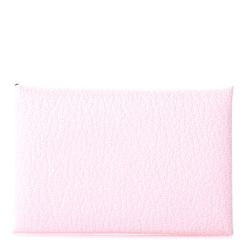 HERMES Chevre Mysore Calvi Card Case Rose Darling