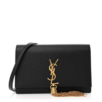 SAINT LAURENT Grain De Poudre Classic Monogram Kate Tassel Chain Wallet Black