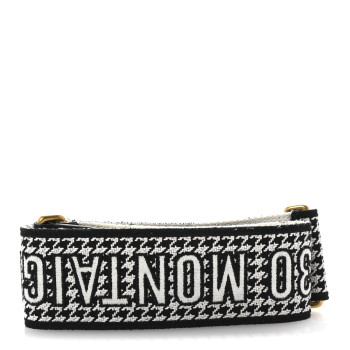 CHRISTIAN DIOR Canvas Houndstooth Embroidered 30 Montaigne Shoulder Strap Black White