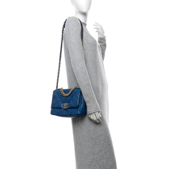 CHANEL Lambskin Quilted Medium Chanel 19 Flap Blue
