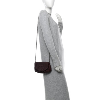 CHANEL Caviar Half Moon Wallet On Chain WOC Bordeaux