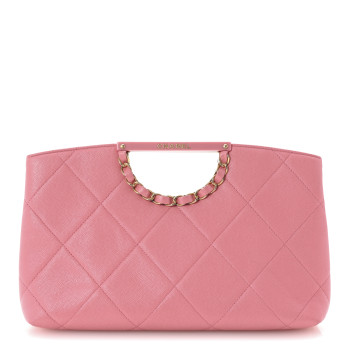 CHANEL Caviar Quilted A Real Catch Clutch Pink