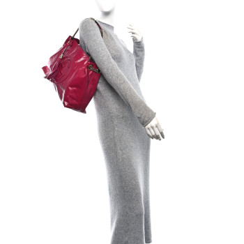 GUCCI Vernice Naplack Medium Soho Chain Shoulder Bag Bright Bouganville