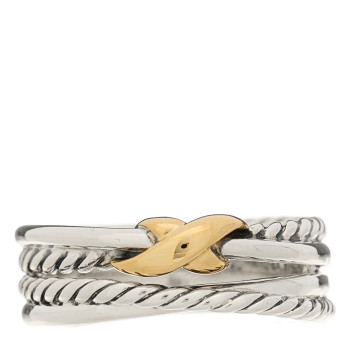 DAVID YURMAN Sterling Silver 18K Yellow Gold 6mm X Crossover Ring 50 5.5