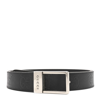 GUCCI Calfskin GG Tennis Embossed Belt 120 48 Black