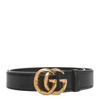 GUCCI Calfskin Double G 20mm Belt 85 34 Black