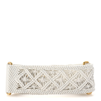 CHRISTIAN DIOR Raffia Woven Shoulder Strap White
