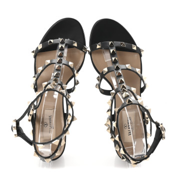 VALENTINO GARAVANI Calfskin Rockstud 60mm City Sandals 36 Black