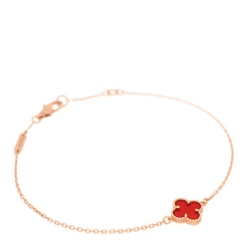 VAN CLEEF & ARPELS 18K Rose Gold Carnelian Sweet Alhambra Bracelet