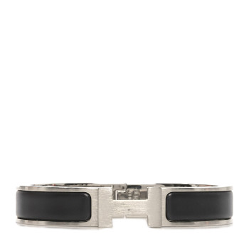 HERMES Matte Enamel Narrow Clic Clac HH Bracelet Black