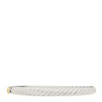 DAVID YURMAN Sterling Silver 18K Yellow Gold Blue Topaz Diamond 7mm Renaissance Bangle Bracelet