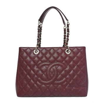 CHANEL Caviar Quilted Grand Shopping Tote GST Dark Burgundy