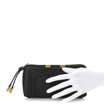 CHLOE Grained Calfskin Marcie Long Zip Around Wallet Black