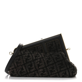 FENDI Shearling Shiny Nappa FF Midi Fendi First Real Ebano
