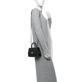 CHANEL Caviar Quilted Extra Mini Coco Handle Flap Black