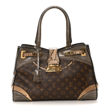 LOUIS VUITTON Monogram Snakeskin Alligator Monogramissime Exotic Shopper GM Gris