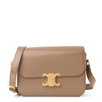 CELINE Shiny Calfskin Medium Triomphe Camel
